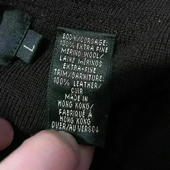 Dana Buchman Women’s Brown Top w/Leather & Merino Wool Size Large - Picture 4 of 11